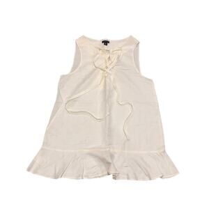 Anne Taylor Women’s Ivory Lace Up Peplum Sleeveless Blouse XS